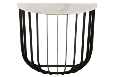 CONSOLA DESLIZABLE MARMOL/HIERRO BLANCO/NEGRO