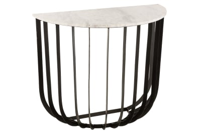CONSOLA DESLIZABLE MARMOL/HIERRO BLANCO/NEGRO