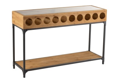 Consola Para Botellas De Vino Madera Natural