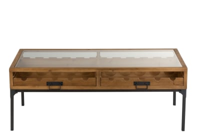 MESA DE SALON PARA BOTELLAS DE VINO MADERA NATURAL