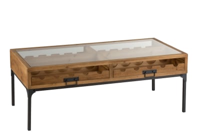 MESA DE SALON PARA BOTELLAS DE VINO MADERA NATURAL