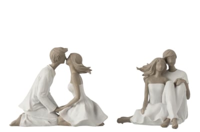 PAREJA BESO SENTADO RESINA BLANCO/TOPO SURTIDO DE 2