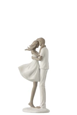 Pareja Beso Resina Blanco/Topo