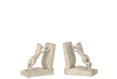 SET DE 2 SUJETALIBROS GATO LIBRO RESINA GRIS