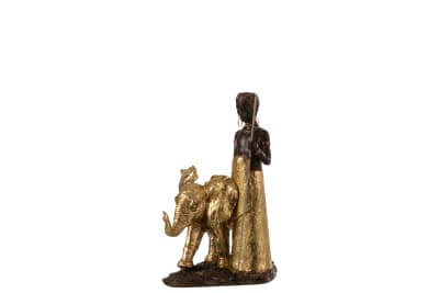 CHICO + ELEFANTE RESINA MARRON/ORO