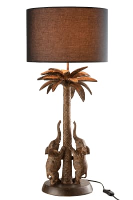LAMPARA PALMERA ELEFANTE RESINA MARRON