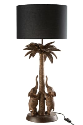 LAMPARA PALMERA ELEFANTE RESINA MARRON