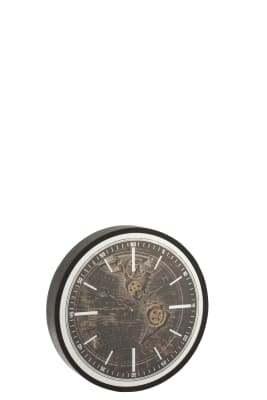RELOJ MAPAMUNDO MDF ANTIGUO ORO/NEGRO SMALL