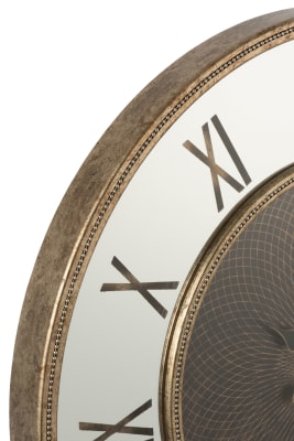 Reloj Numeros Romanos Led Espejo Mdf Antiguo Oro Large