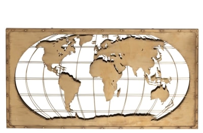 Mapa Del Mundo Espejo/Metal Caqui