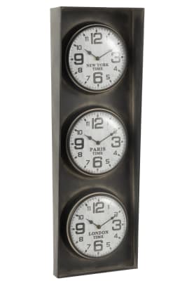 RELOJ 3 CIUDADES NUEVA YORK/PARIS/LONDRES METAL NEGRO