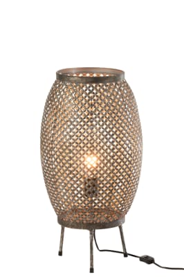 Lampara Calada Flores Metal Gris (31,5x31,5x59cm)