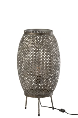 Lampara Calada Flores Metal Gris (31,5x31,5x59cm)