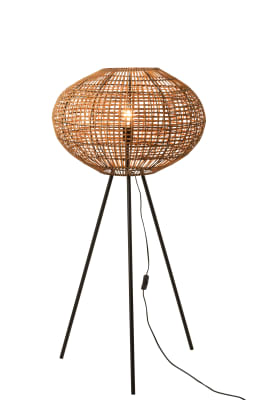 LAMPARA TRIPODE RATAN/METAL MARRON/NEGRO SMALL