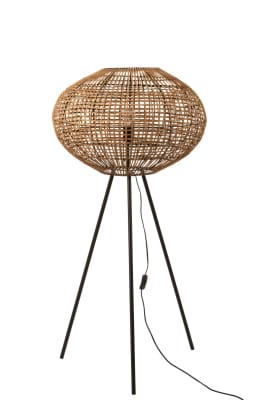 LAMPARA TRIPODE RATAN/METAL MARRON/NEGRO SMALL