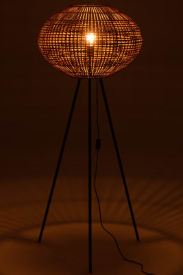 LAMPARA TRIPODE RATAN/METAL MARRON/NEGRO LARGE