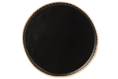 BANDEJA REDONDA DECORATIVA METAL/RATAN NEGRO LARGE