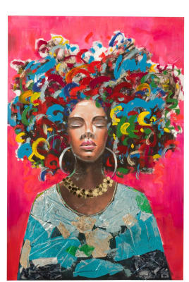 PINTURA MUJER AFRICANA CANAMAZO/MADERA MIX