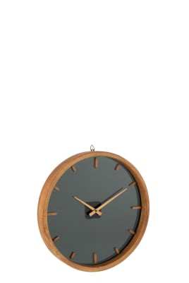 RELOJ MURAL REDONDO MADERA/CRISTAL MARRON/NEGRO SMALL