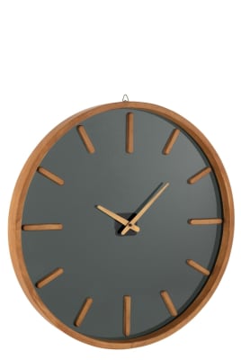 Reloj Mural Redondo Madera/Cristal Marrón/Negro Large
