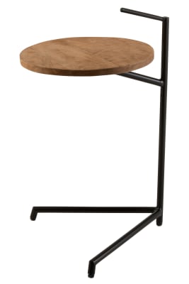 MESA AUXILIAR BISTRO REDONDA MADERA DE MANGO/METAL NATURAL/NEGRO