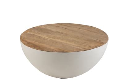 MESA REDONDA MADERA DE MANGO/METAL NATURAL/BLANCO SMALL