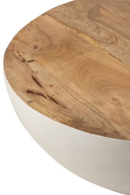 MESA REDONDA MADERA DE MANGO/METAL NATURAL/BLANCO LARGE