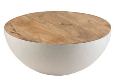 MESA REDONDA MADERA DE MANGO/METAL NATURAL/BLANCO LARGE