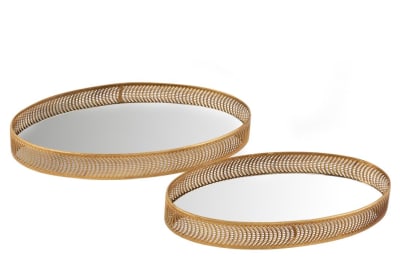 BANDEJA OVALO HIERRO/ESPEJO ORO S