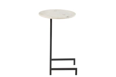 MESA AUXILIAR REDONDA MARMOL/HIERRO BLANCO/NEGRO