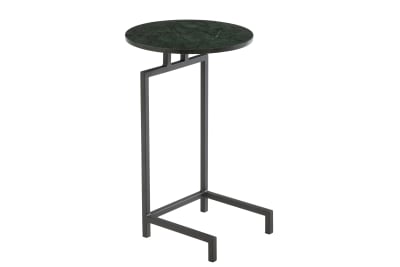 MESA AUXILIAR REDONDO MARMOL/HIERRO VERDE/NEGRO