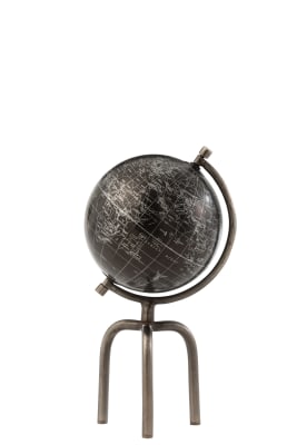 GLOBO TRÍPODE HIERRO/PLÁSTICO PLATA/NEGRO SMALL