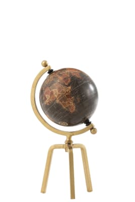 Globo Trípode Hierro/Plástico Oro/Negro Small