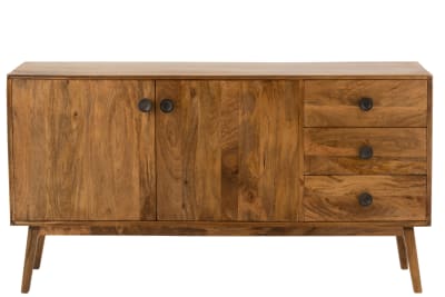 Armario Lora 2 Puertas + 3 Cajones Madera De Mango Marrón