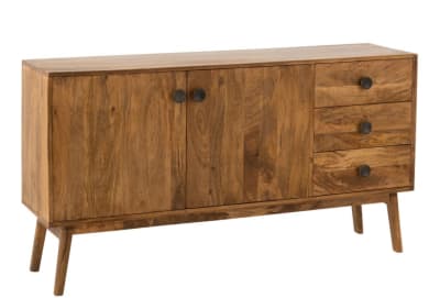 Armario Lora 2 Puertas + 3 Cajones Madera De Mango Marrón