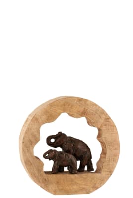 FIGURA ELEFANTE + NIÑO MADERA DE MANGO ALUMINIO BRONCE SMALL