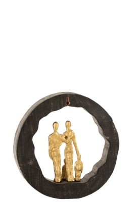 FIGURA FAMILIA MADERA DE MANGO/ALUMINIO NEGRO/ORO LARGE