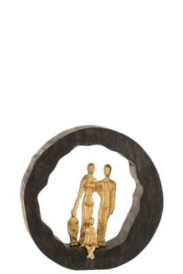 FIGURA FAMILIA MADERA DE MANGO/ALUMINIO NEGRO/ORO LARGE