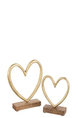 CORAZON EN PIE ALUMINIO ORO LARGE