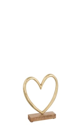 CORAZON EN PIE ALUMINIO ORO LARGE