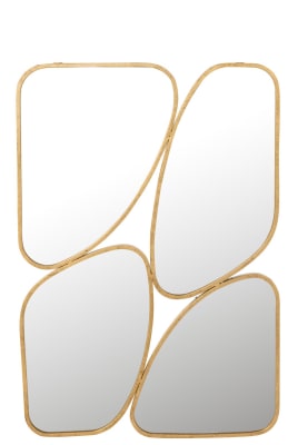 Espejo 4 Partes Hierro/Cristal Oro 