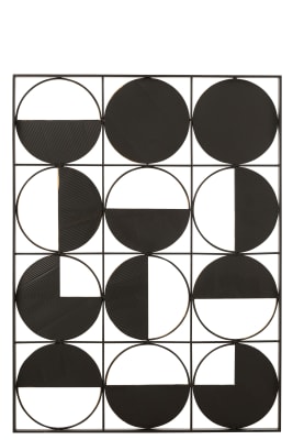 Decoración Mural Rondas Hierro/Cristal Oro/Negro 