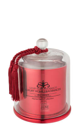 Vela Perfumada Campana Cristal Rojo Large 23 Horas
