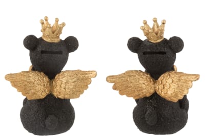 ALCANCIA OSO CORONA RESINA NEGRO/ORO LARGE 