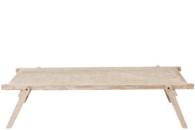 MESA CAMA MILITAR MADERA RECICLADA BLANCO LAVADO