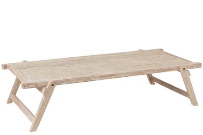 MESA CAMA MILITAR MADERA RECICLADA BLANCO LAVADO