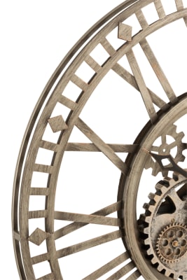 RELOJ CIFRAS ROMANAS ENGRANAJE INTERIOR METAL ANTIGUO GRIS