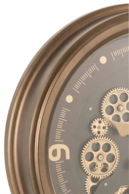 RELOJ CIFRAS ARABIGAS ENGRANAJE INTERIOR METAL+CRISTAL ANTIGUO ORO