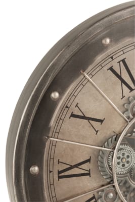 Reloj Cifras Romanas Engranaje Interior Metal+ Cristal Antiguo Gris