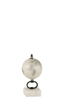 GLOBO EN PIE MARMOL HIERRO BLANCO/PLATA/NEGRO SMALL